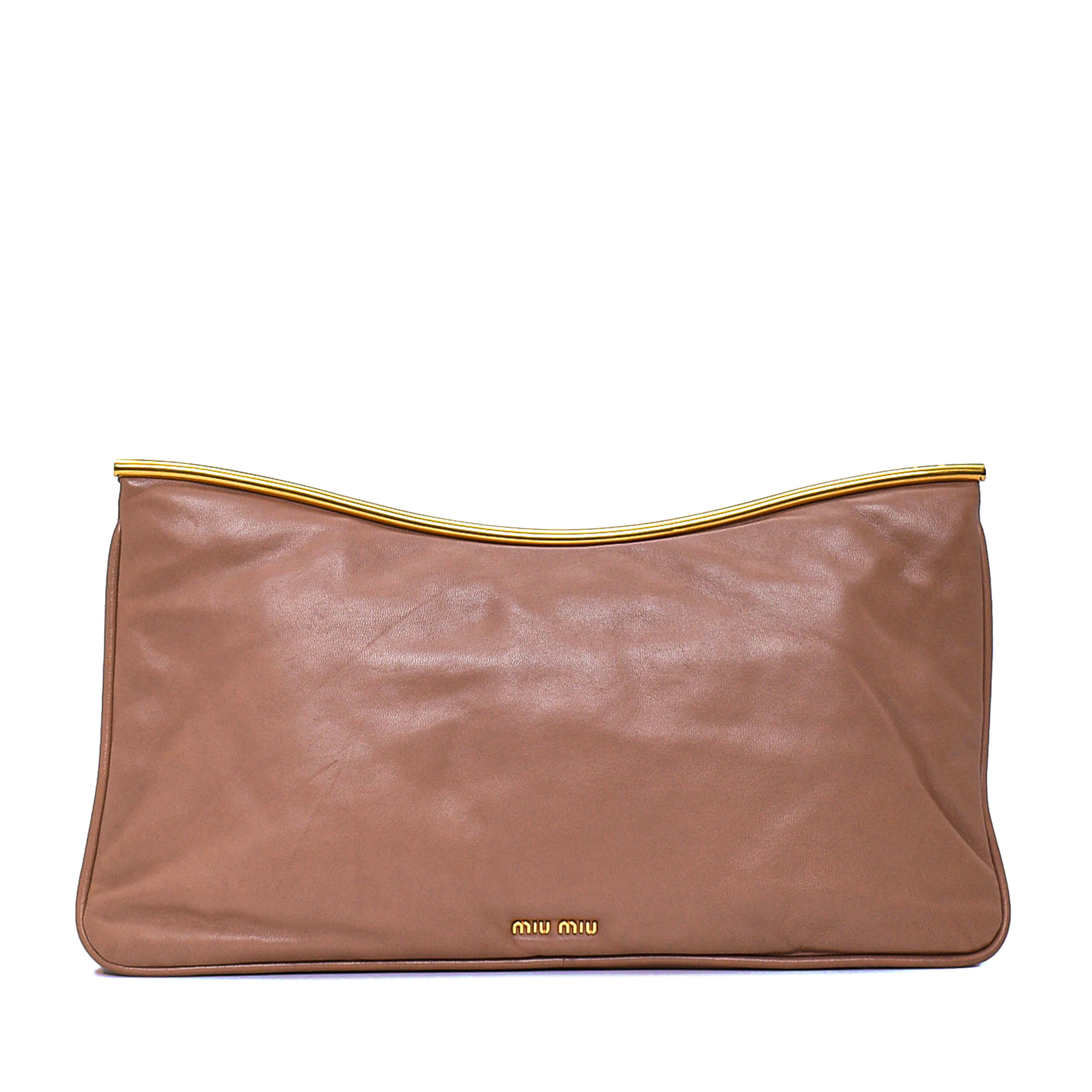 Miu Miu - Salmon Leather Gold Detail Long Clutch